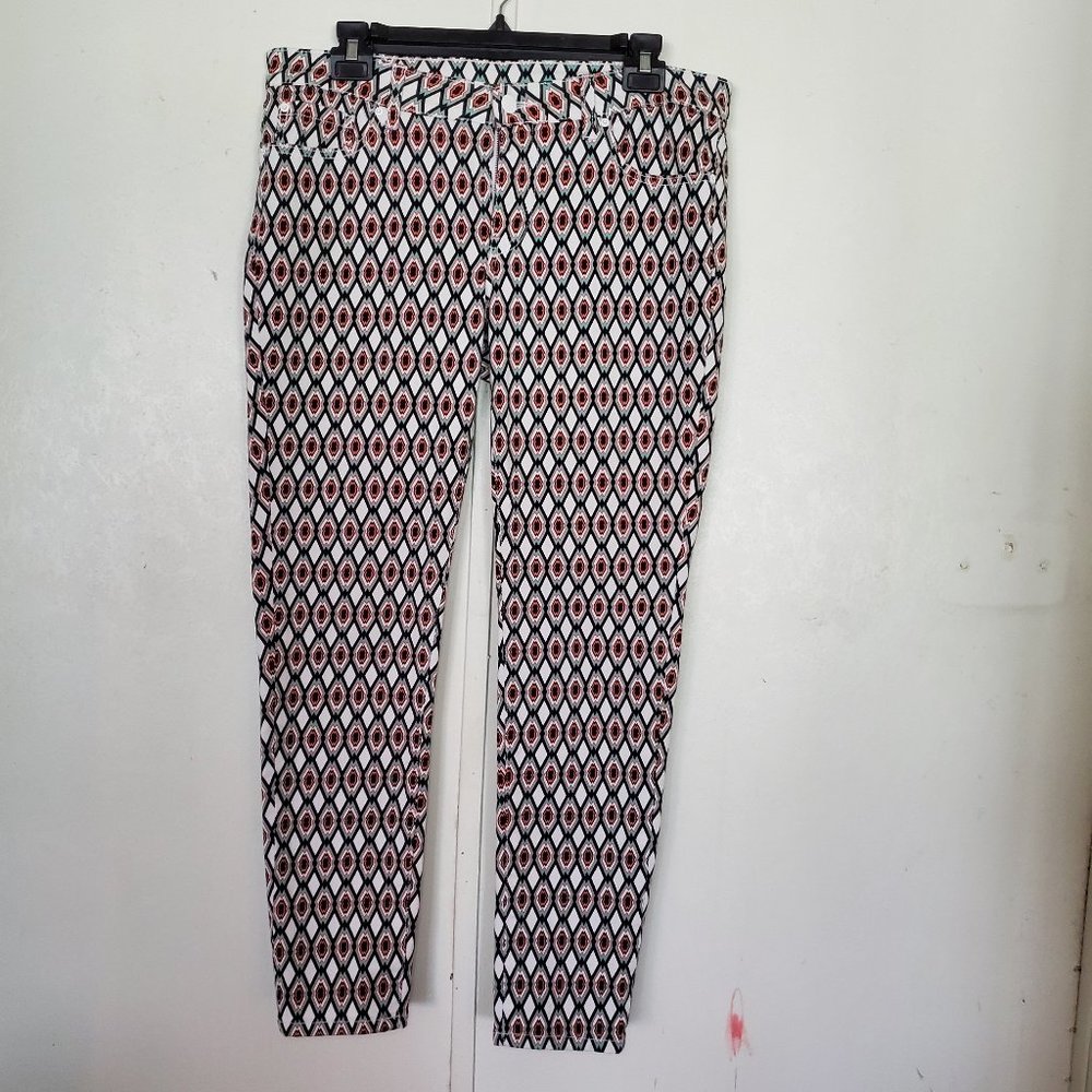 Bisou Bisou Michele Bohbot patterned denim jeans size 10